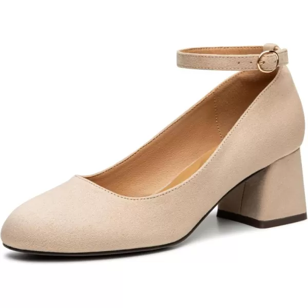 Trary Women's Closed Toe Chunky Heels Shoes Dressy Casual, Ankle Strap Low Block Heels Comfortable Wedding Pumps