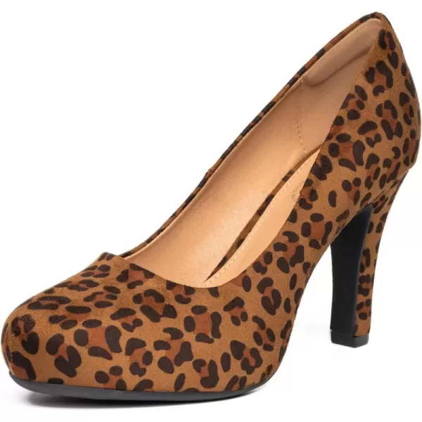 Trary Women's Heels for Women, Black Heels White Heels Brown Heels Nude Heels, Low Platform Heels, IN3.2 High Heel Closed Round Toe Pumps Dress Office Wedding Shoes for Women