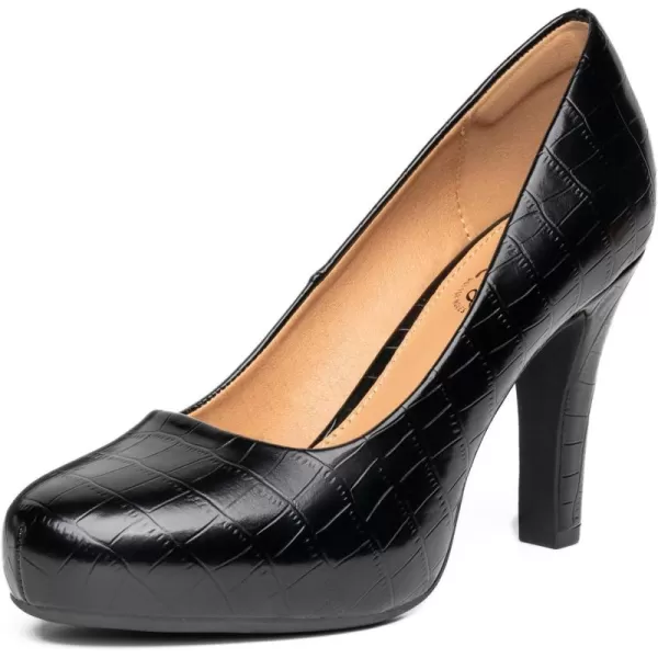 Trary Women's Heels for Women, Black Heels White Heels Brown Heels Nude Heels, Low Platform Heels, IN3.2 High Heel Closed Round Toe Pumps Dress Office Wedding Shoes for Women