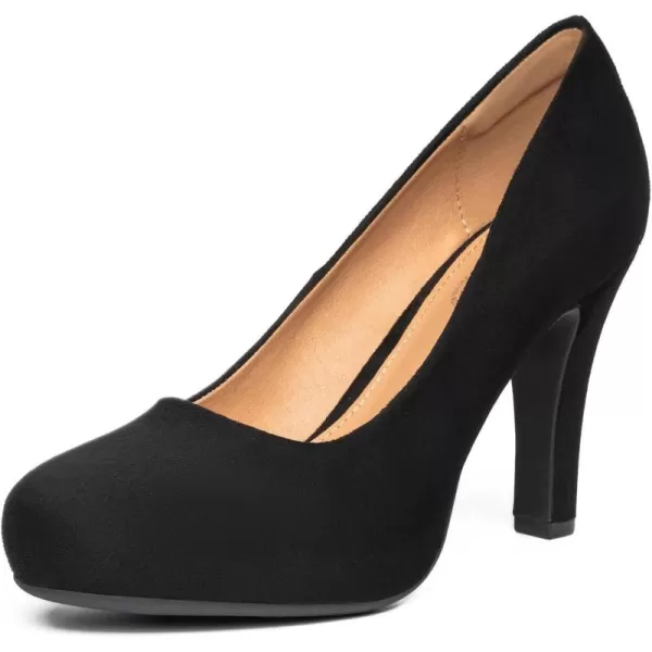 Trary Women's Heels for Women, Black Heels White Heels Brown Heels Nude Heels, Low Platform Heels, IN3.2 High Heel Closed Round Toe Pumps Dress Office Wedding Shoes for Women