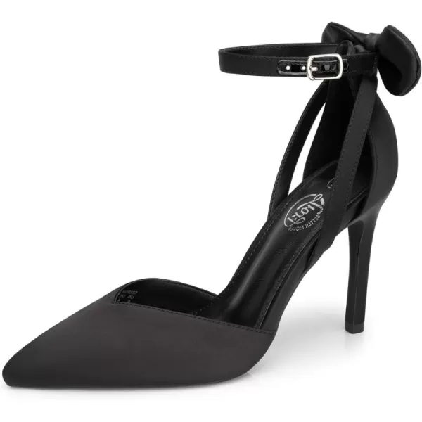 Trary Women's Heels for Women Closed Toe Women's Stiletto High Heels Pointed Toe Bow Knot Ankle Strap 3.74 Inches Pumps Adjustable Buckle Womens Comfy Sexy Shoes for Wedding Casual Party Office