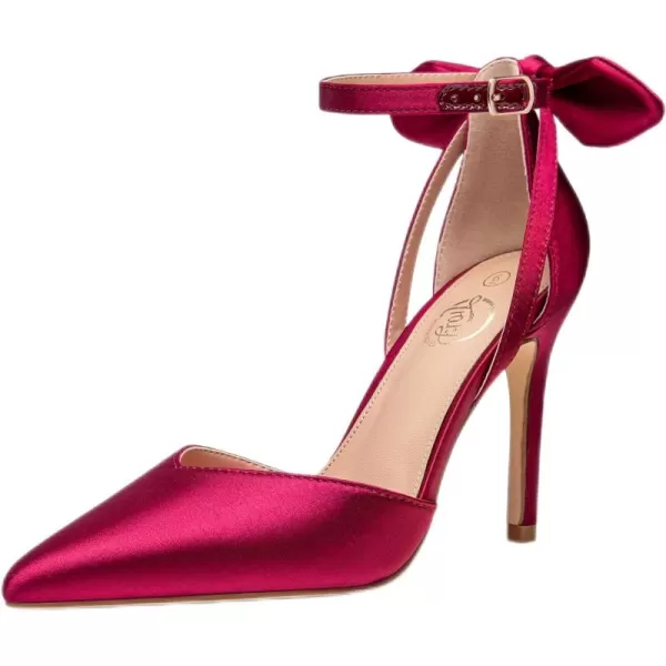 Trary Women's Heels for Women Closed Toe Women's Stiletto High Heels Pointed Toe Bow Knot Ankle Strap 3.74 Inches Pumps Adjustable Buckle Womens Comfy Sexy Shoes for Wedding Casual Party Office