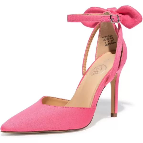 Trary Women's Heels for Women Closed Toe Women's Stiletto High Heels Pointed Toe Bow Knot Ankle Strap 3.74 Inches Pumps Adjustable Buckle Womens Comfy Sexy Shoes for Wedding Casual Party Office