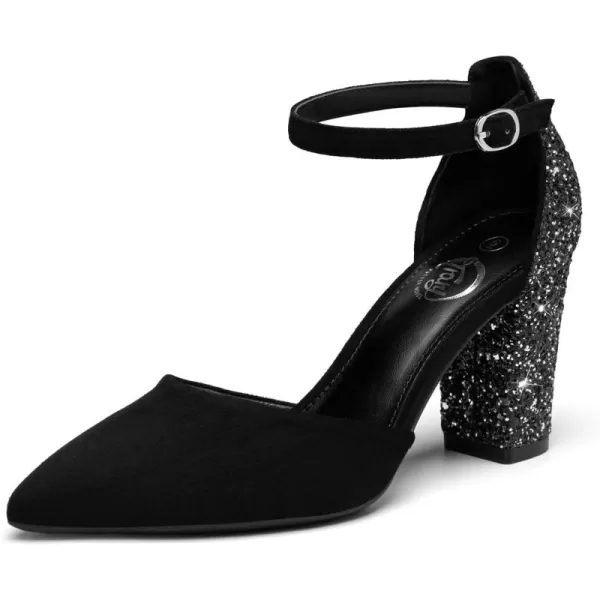 Trary Women's Heels,Women's Pumps,Black Nude Heels for Women,Chunky Heels for Women,Closed Toe Heels for Women,High Platform Heels，Pointed Toe Dress Office Wedding Shoes for Women