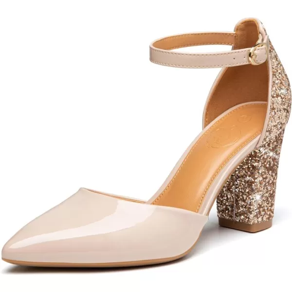 Trary Women's Heels,Women's Pumps,Black Nude Heels for Women,Chunky Heels for Women,Closed Toe Heels for Women,High Platform Heels，Pointed Toe Dress Office Wedding Shoes for Women