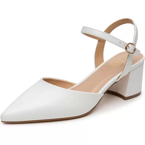 Trary Women's Pointed Toe Low Chunky Block Heels,Comfortable Adjustable Ankle Strap Closed Toe Work Wedding Dress Party Pumps Shoes