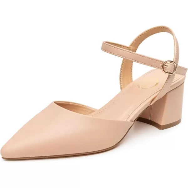 Trary Women's Pointed Toe Low Chunky Block Heels,Comfortable Adjustable Ankle Strap Closed Toe Work Wedding Dress Party Pumps Shoes