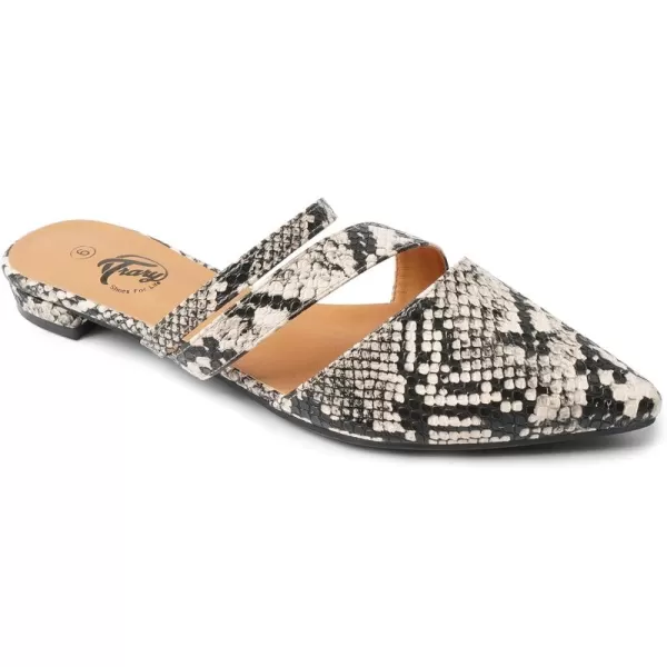 Trary Women's Pointy Toe Slidess for Women,Flat Mule Slides,Slip On Shoes