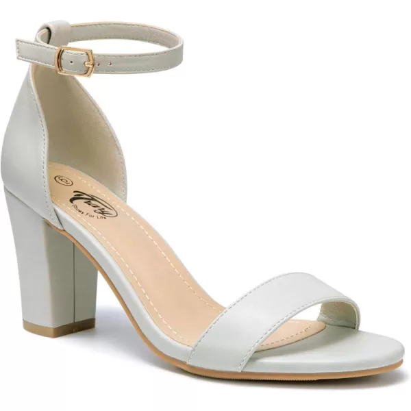 Trary Women's Sandal, White, Block Heel, Ankle Strap, Size 5-11.5, Formal Occasion Attendees