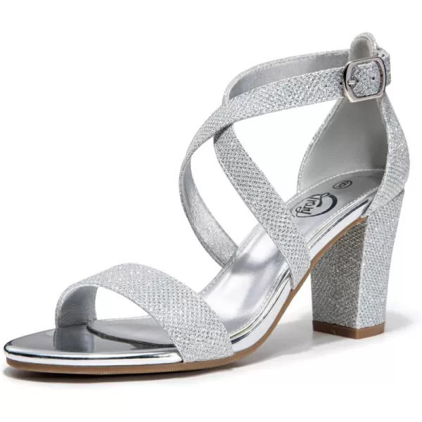 Trary Women's Sandal, White, Block Heel, Ankle Strap, Size 5-11.5, Formal Occasion Attendees