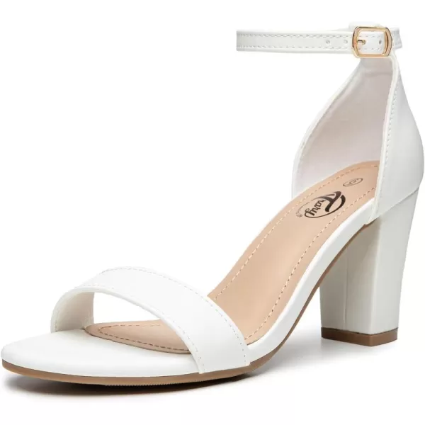 Trary Women's Sandal, White, Block Heel, Ankle Strap, Size 5-11.5, Formal Occasion Attendees