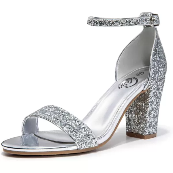 Trary Women's Sandal, White, Block Heel, Ankle Strap, Size 5-11.5, Formal Occasion Attendees