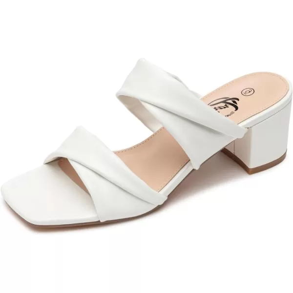 Trary Women's Sandals, Square Toe Heels Sandals, 2inch Black White Nude Chunky Block Heels Sandals
