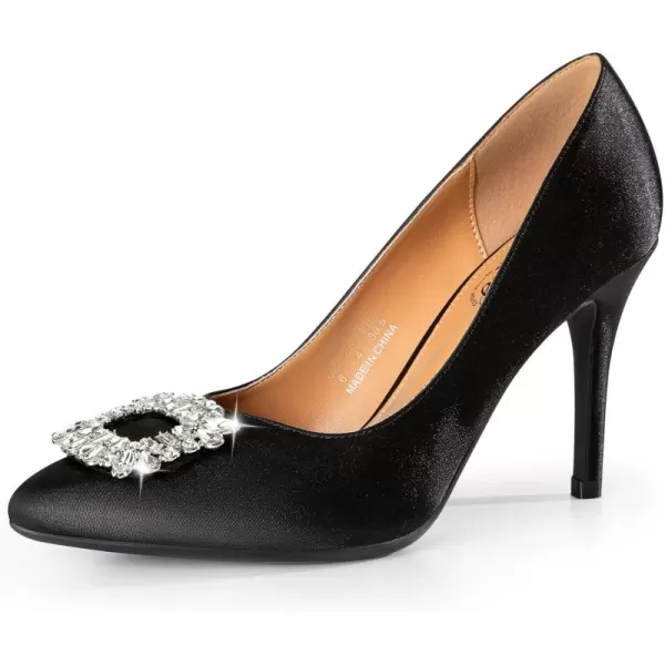 Trary Women's Stiletto High Heels Pumps Wedding Closed Toe Heels Sparkly Rhinestone Sexy Elegant Women's Pumps Party Bridal Dress Shoes for Women with Jewel Buckle