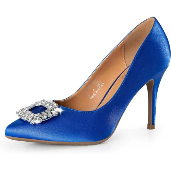 Trary Women's Stiletto High Heels Pumps Wedding Closed Toe Heels Sparkly Rhinestone Sexy Elegant Women's Pumps Party Bridal Dress Shoes for Women with Jewel Buckle
