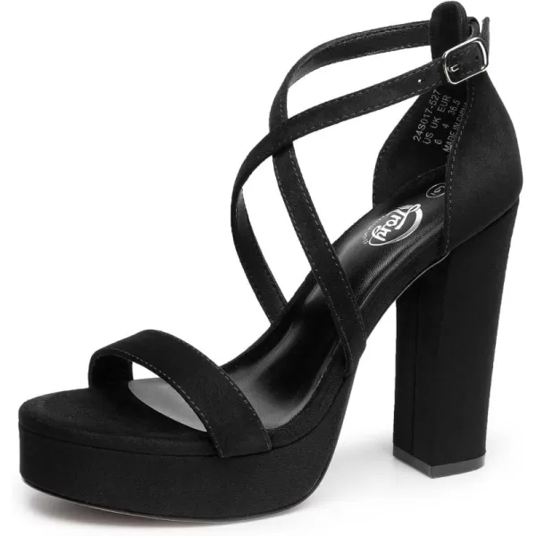 Trary Women's Strappy Platform Chunky High Heels Sandals Fashion Comfortable Open Toe Block Heels for Women Dress Wedding Party Shoes