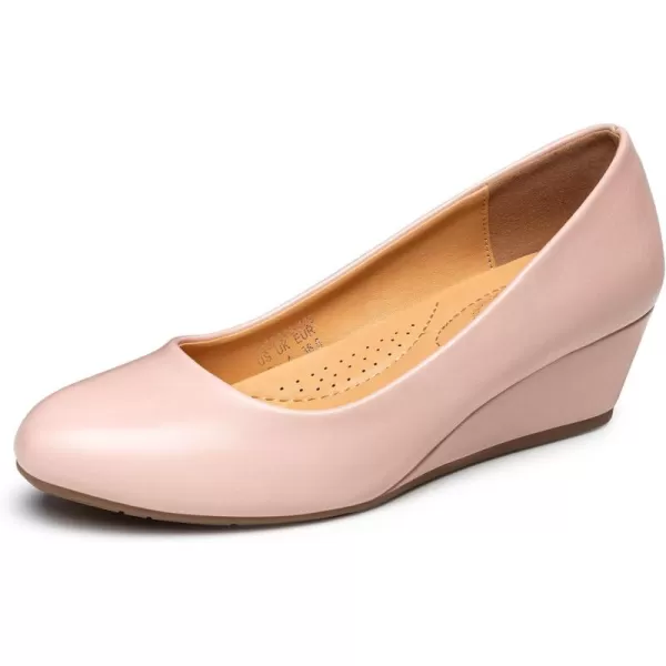 Trary Women's Wedges Pumps Round Toe Mid Heels Comfortable Closed Toe Dressy Shoes Women Pumps Wedge Shoes for Wedding Work Office Party