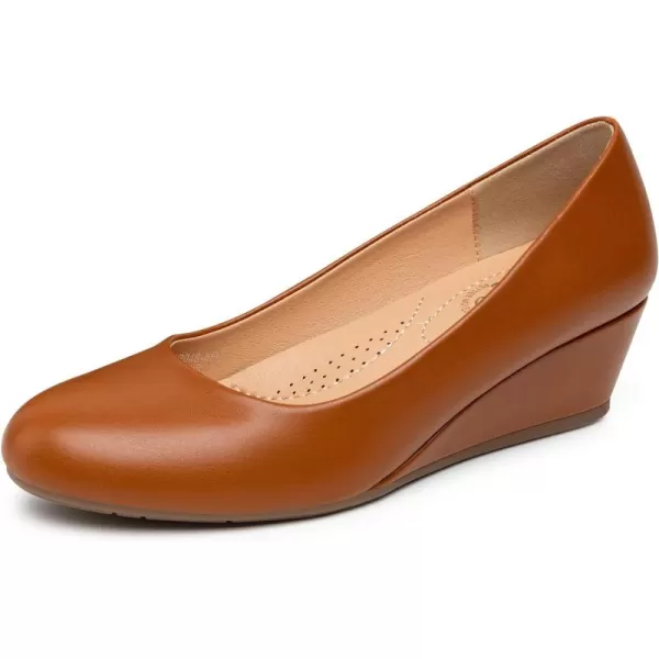 Trary Women's Wedges Pumps Round Toe Mid Heels Comfortable Closed Toe Dressy Shoes Women Pumps Wedge Shoes for Wedding Work Office Party