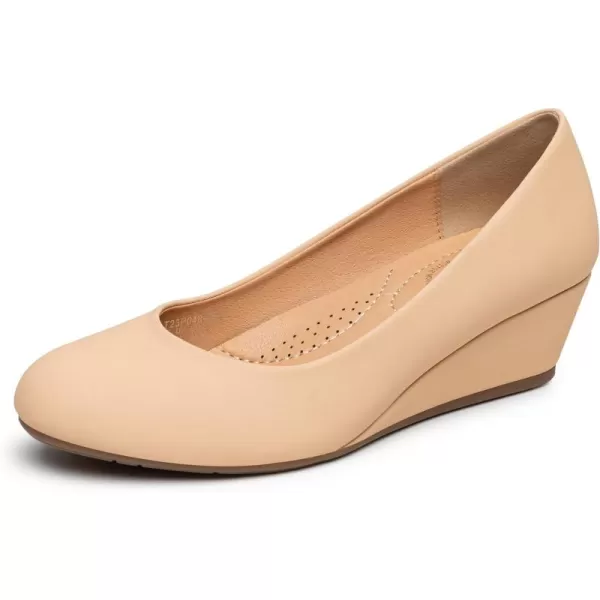 Trary Women's Wedges Pumps Round Toe Mid Heels Comfortable Closed Toe Dressy Shoes Women Pumps Wedge Shoes for Wedding Work Office Party