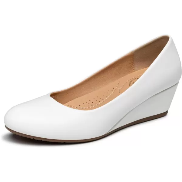 Trary Women's Wedges Pumps Round Toe Mid Heels Comfortable Closed Toe Dressy Shoes Women Pumps Wedge Shoes for Wedding Work Office Party