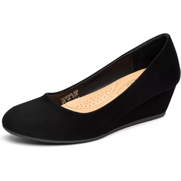 Trary Women's Wedges Pumps Round Toe Mid Heels Comfortable Closed Toe Dressy Shoes Women Pumps Wedge Shoes for Wedding Work Office Party