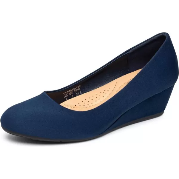 Trary Women's Wedges Pumps Round Toe Mid Heels Comfortable Closed Toe Dressy Shoes Women Pumps Wedge Shoes for Wedding Work Office Party
