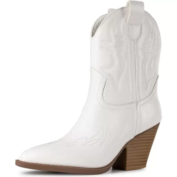 Trary Women's Western Cowgirl Cowboy Boots,Pointe Toe Chunky Low Heel Pull-on Ankle Boots Fashion Cowboy Country Concert Walking Booties for Women