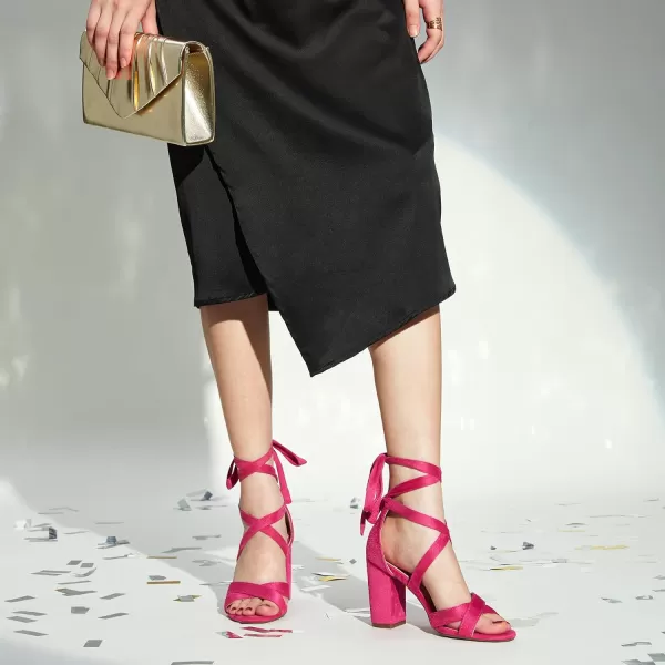 Trary Black Pink Nude Red Heels for Women,Women's Heeled Sandals Lace up High Heels,Chunky Heels for Women,Strappy Heels for Women Sandals,High Platform Stripper Heels,Comfortable Tie Up Heels 3 Inch