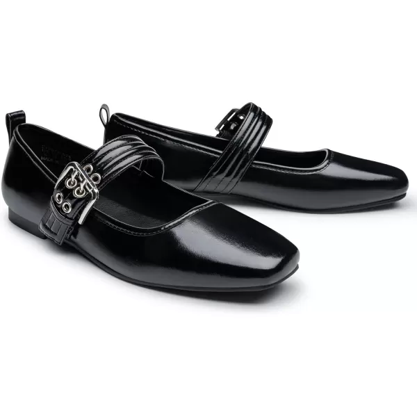 Trary Women's Flats,Mary Jane Shoes for Women,Ballet Flats Shoes for Women， Black Flats for Women, Womens Work Flats Comfortable Dress Shoes for Women, Square Toe Flats Comfortable Dressy