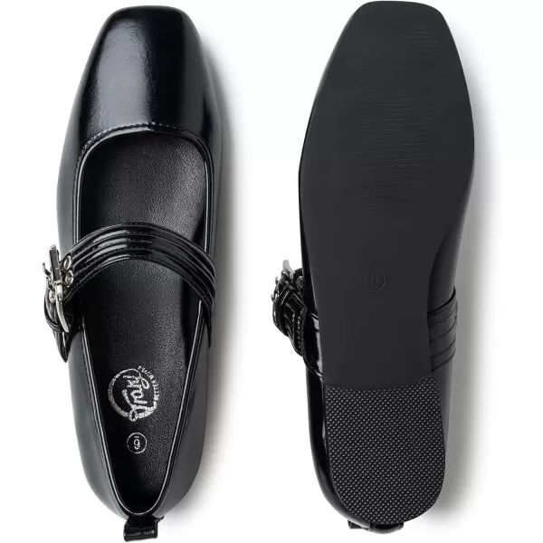 Trary Women's Flats,Mary Jane Shoes for Women,Ballet Flats Shoes for Women， Black Flats for Women, Womens Work Flats Comfortable Dress Shoes for Women, Square Toe Flats Comfortable Dressy