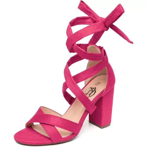 Trary Black Pink Nude Red Heels for Women,Women's Heeled Sandals Lace up High Heels,Chunky Heels for Women,Strappy Heels for Women Sandals,High Platform Stripper Heels,Comfortable Tie Up Heels 3 Inch