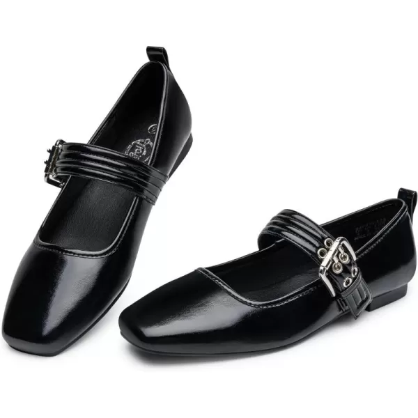 Trary Women's Flats,Mary Jane Shoes for Women,Ballet Flats Shoes for Women， Black Flats for Women, Womens Work Flats Comfortable Dress Shoes for Women, Square Toe Flats Comfortable Dressy