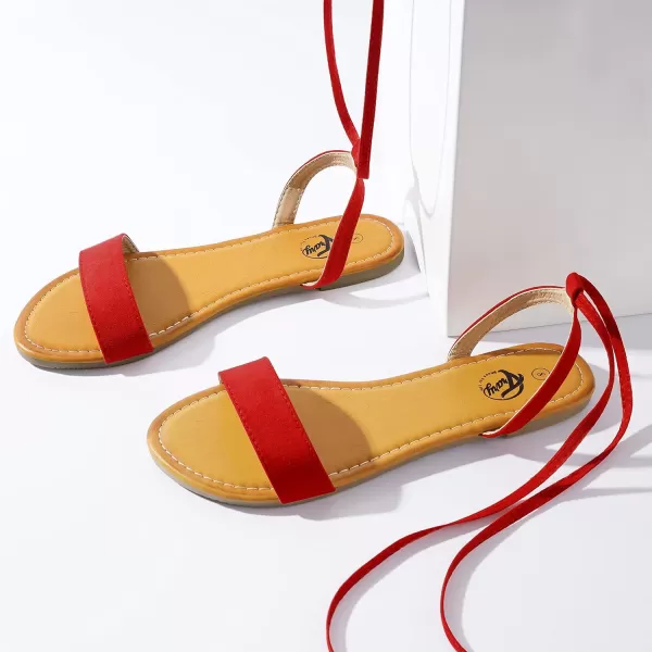 Trary Womens Sandals, Lace Up Sandals for Women, Open Toe Strappy Sandals for Women, Tie up Sandals for Women, Ankle Wrap Flat Sandals for Women Dressy, Cute Sandals, Summer Sandals for Women