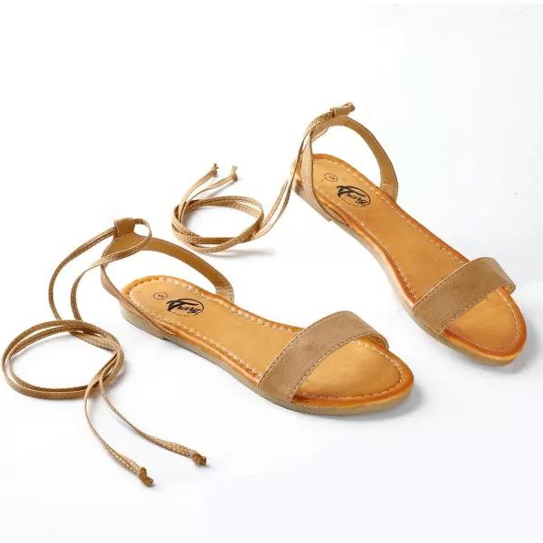 Trary Womens Sandals, Lace Up Sandals for Women, Open Toe Strappy Sandals for Women, Tie up Sandals for Women, Ankle Wrap Flat Sandals for Women Dressy, Cute Sandals, Summer Sandals for Women