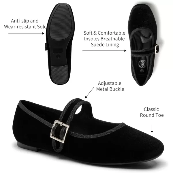 Trary Women's Flats,Mary Jane Shoes Women,Ballet Flats Shoes for Women， Black Flats for Women, Shoes for Women Dressy,Comfortable Dress Shoes for Women, Square Toe Ballet Shoes for Girls