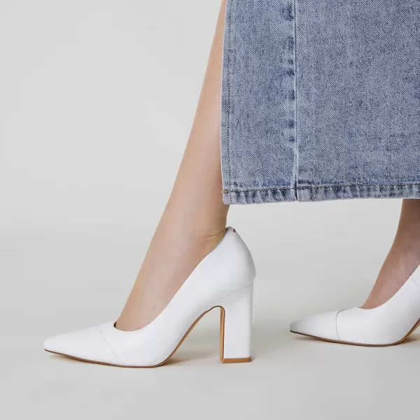 Trary Heels for Women Closed Pointed Toe Heels Pumps Shoes Women Chunky Block High Heels Comfortable Women's Pumps Slip-On Dress Office Party Wedding Shoes 3.54" Heels