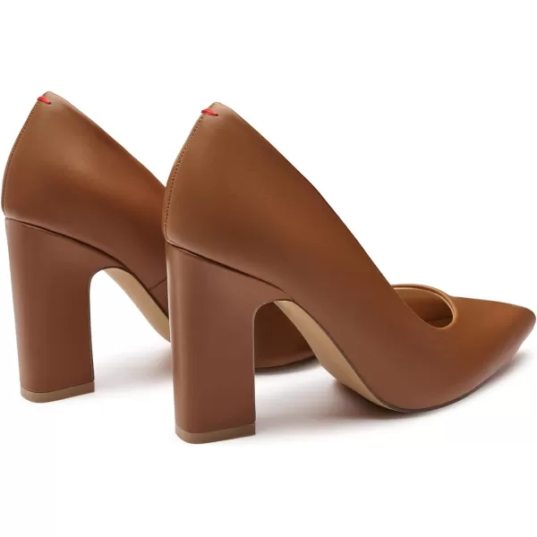 Trary Heels for Women Closed Pointed Toe Heels Pumps Shoes Women Chunky Block High Heels Comfortable Women's Pumps Slip-On Dress Office Party Wedding Shoes 3.54" Heels