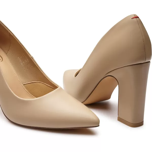 Trary Heels for Women Closed Pointed Toe Heels Pumps Shoes Women Chunky Block High Heels Comfortable Women's Pumps Slip-On Dress Office Party Wedding Shoes 3.54" Heels