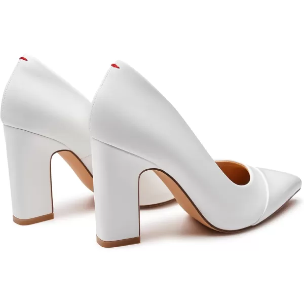 Trary Heels for Women Closed Pointed Toe Heels Pumps Shoes Women Chunky Block High Heels Comfortable Women's Pumps Slip-On Dress Office Party Wedding Shoes 3.54" Heels