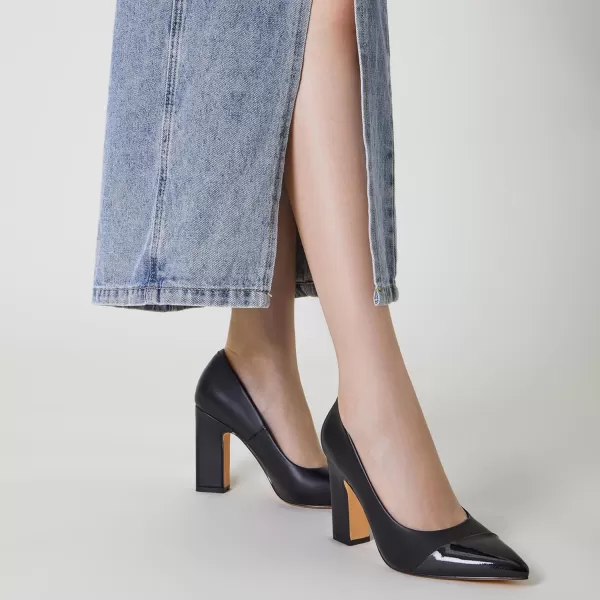 Trary Heels for Women Closed Pointed Toe Heels Pumps Shoes Women Chunky Block High Heels Comfortable Women's Pumps Slip-On Dress Office Party Wedding Shoes 3.54" Heels