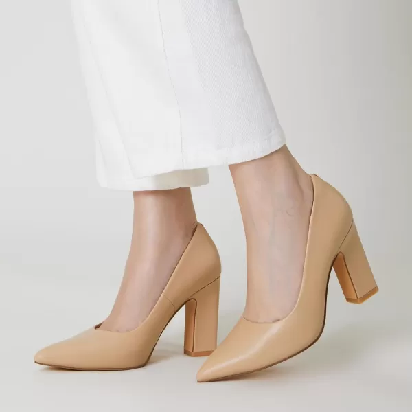 Trary Heels for Women Closed Pointed Toe Heels Pumps Shoes Women Chunky Block High Heels Comfortable Women's Pumps Slip-On Dress Office Party Wedding Shoes 3.54" Heels