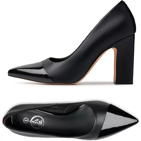 Trary Heels for Women Closed Pointed Toe Heels Pumps Shoes Women Chunky Block High Heels Comfortable Women's Pumps Slip-On Dress Office Party Wedding Shoes 3.54" Heels