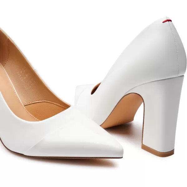 Trary Heels for Women Closed Pointed Toe Heels Pumps Shoes Women Chunky Block High Heels Comfortable Women's Pumps Slip-On Dress Office Party Wedding Shoes 3.54" Heels