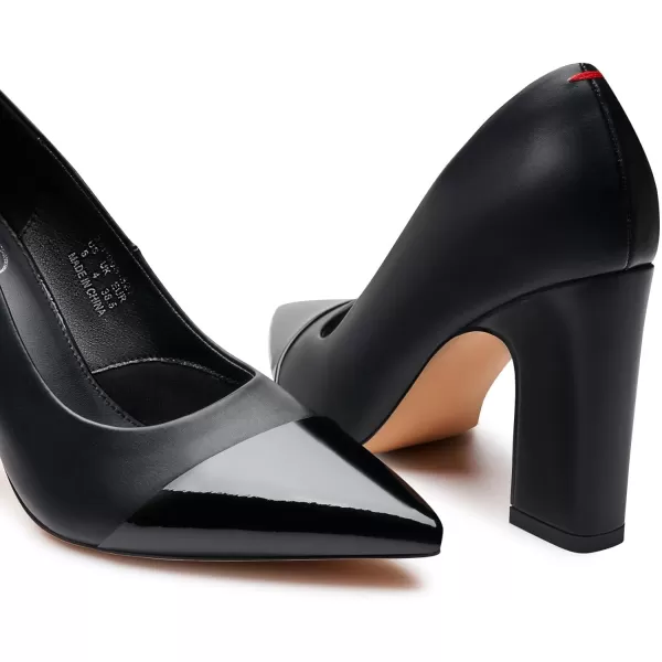 Trary Heels for Women Closed Pointed Toe Heels Pumps Shoes Women Chunky Block High Heels Comfortable Women's Pumps Slip-On Dress Office Party Wedding Shoes 3.54" Heels