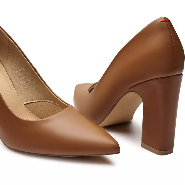Trary Heels for Women Closed Pointed Toe Heels Pumps Shoes Women Chunky Block High Heels Comfortable Women's Pumps Slip-On Dress Office Party Wedding Shoes 3.54" Heels
