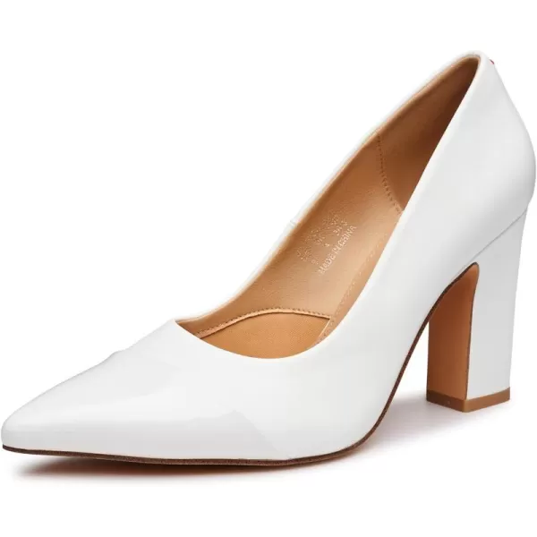 Trary Heels for Women Closed Pointed Toe Heels Pumps Shoes Women Chunky Block High Heels Comfortable Women's Pumps Slip-On Dress Office Party Wedding Shoes 3.54" Heels