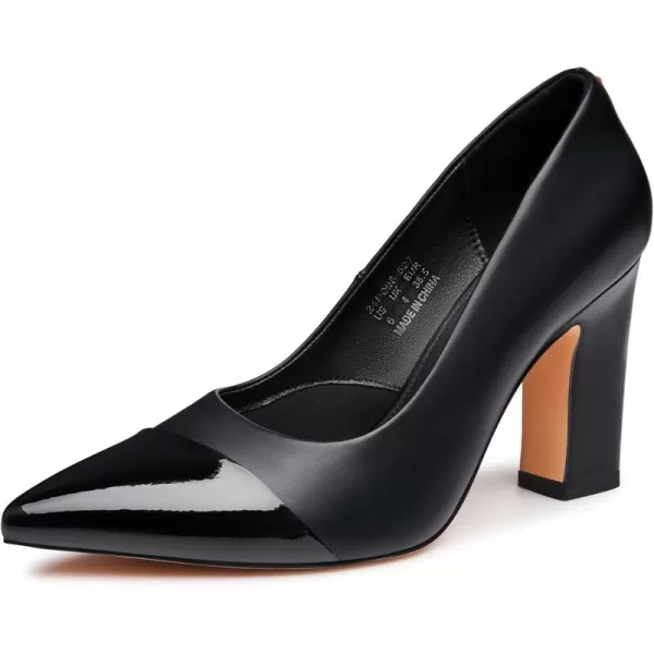 Trary Heels for Women Closed Pointed Toe Heels Pumps Shoes Women Chunky Block High Heels Comfortable Women's Pumps Slip-On Dress Office Party Wedding Shoes 3.54" Heels