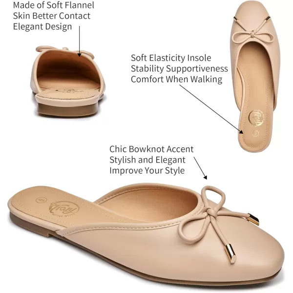 Trary Mules for Women 2024, Womens Mules Slip on Comfortable Bow Pointed Toe Womens Loafers, Backless Flats Mules Shoes for Women with Knot