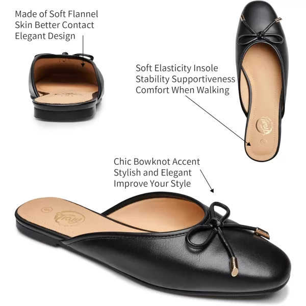 Trary Mules for Women 2024, Womens Mules Slip on Comfortable Bow Pointed Toe Womens Loafers, Backless Flats Mules Shoes for Women with Knot
