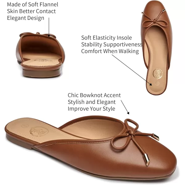Trary Mules for Women 2024, Womens Mules Slip on Comfortable Bow Pointed Toe Womens Loafers, Backless Flats Mules Shoes for Women with Knot